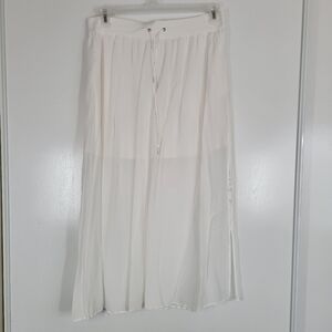 Helmut Lang Optic White Gaze Crepe‎ Skirt Sheer Minimal Midi Large